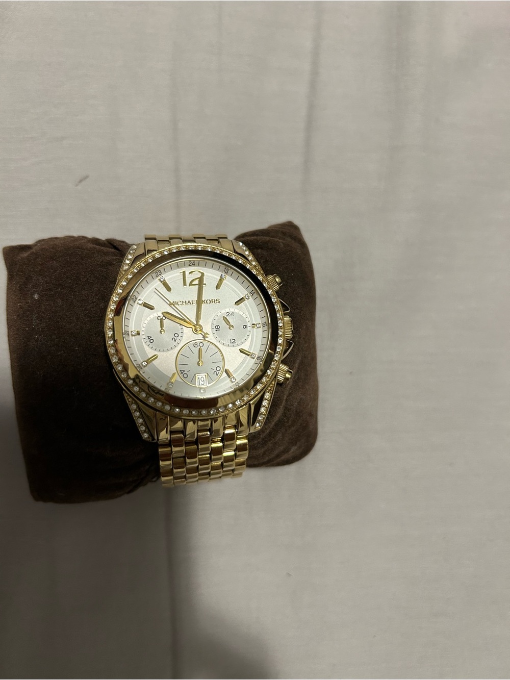 Michael Kors Gold and White women Chronograph Bracelet Watch